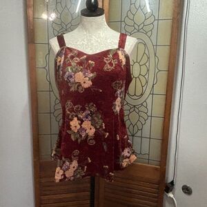 Vintage Fashion Magazine Floral Velvet Goth Retro Boho Y2K 90's Tank Top Size 2X